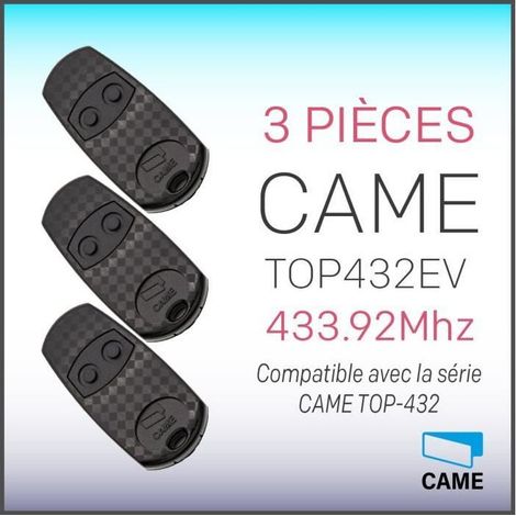 Télécommande - CAME - TOP432EV - 2 canaux - 433,92 MHz - Programmable - 3 pièces