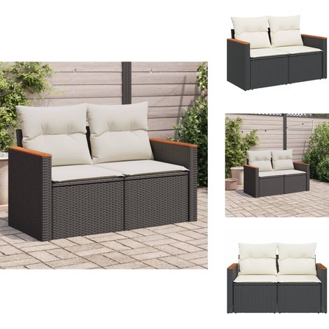 Canapé de jardin avec coussins 2 places noir résine tressée - Canapé De Jardin - Salon De Jardin - Meuble De Jardin - Résine Tressée - Mobilier Extérieur (1/5)