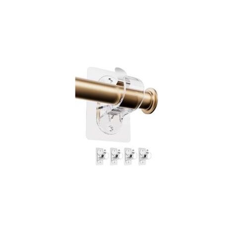 Support Tringle Rideau Sans Percage Adhésif Fort – Salle de Bain Cuisine Salon Chambre (4 Pièces Transparent) - Crezuo (1/4)