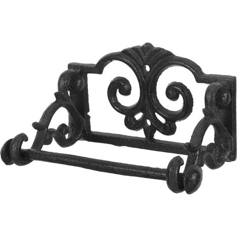 Porte-papier toilette - fer - noir - pour WC et salle de bain (1/5)