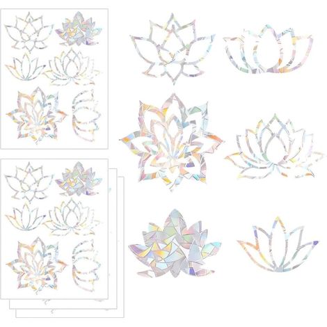 Lot de 4 feuilles d'autocollants de fenêtre anti-collision pour éviter les chocs d'oiseaux, autocollants de fenêtre avec motif prisme pour oiseaux, autocollants d'avertissement de protection, (1/5)