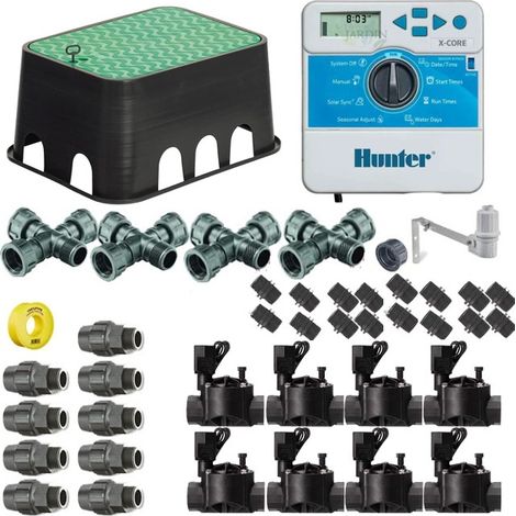 Kit Riego Automatico 8 zonas 24V Hunter para Tuberia 20mm  Incluye Programador, Electrovalvulas y Accesorios (1/3)