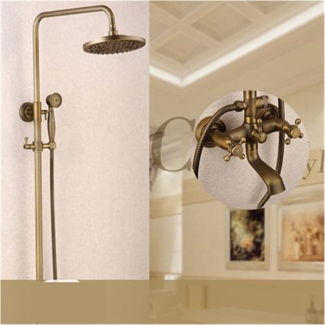 Ensemble de Douche Classique en Laiton de Salle de Bain en Laiton Système de Douche de Douche Ensemble Précipitant la tête de Douche pavillon Portable 2 Boutons mélange(A) (1/5)