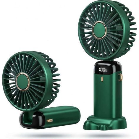 Ventilateur portable rechargeable avec batterie 5000 mAh, mini ventilateur de bureau USB avec écran LED, 5 vitesses réglables, orientation ajustable à 90°, design pliable compact pour usage maison, bu (1/5)