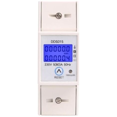 Compteur d'Energie Numérique LCD Ecran de Eétroéclairage 580A 230V 50Hz Wattmètre Monophasé Montage sur Rail pour Mesurer l'Energie Electrique