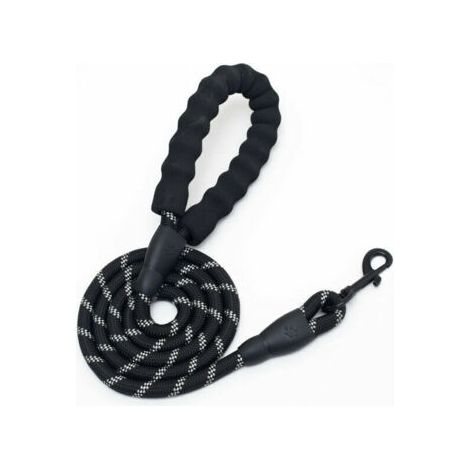 Dog Leash 1,5 m, longue laisse pour chien avec poignée rembourrée pour petits et grands chiens, noir (1/5)
