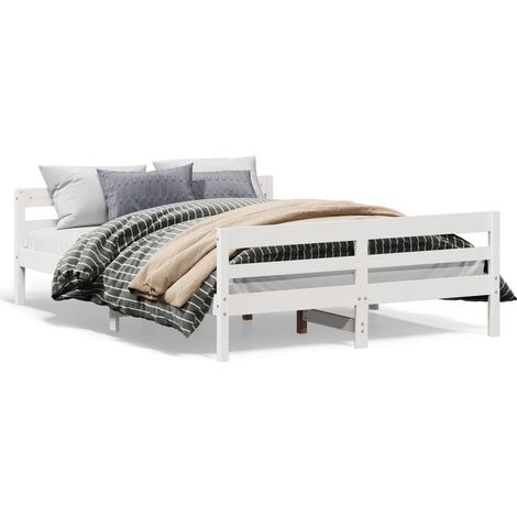 Maison Exclusive - Letto senza Materasso Bianco 140x200 cm Legno Massello di Pino (1/5)