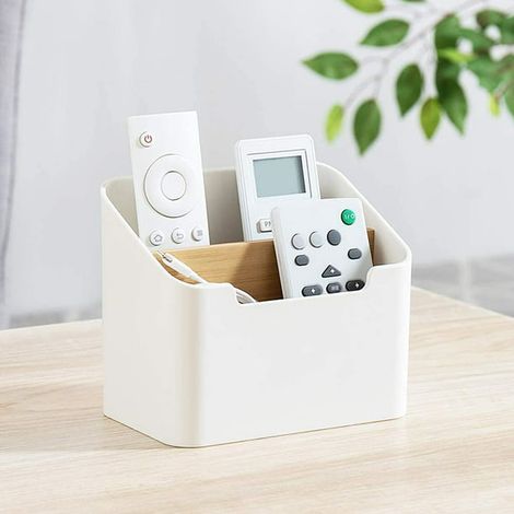 Pupitre organiseur de bureau avec support télécommande, rangement fournitures, accessoires électroniques, kit maison navigation, boîte de stockage multifonction (1/5)