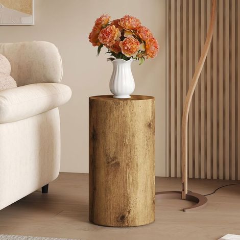 Petite table basse 30 cm diamètre, plateau MDF effet bois table basse salon, surface résistante eau, bords arrondis, livré monté (1/5)
