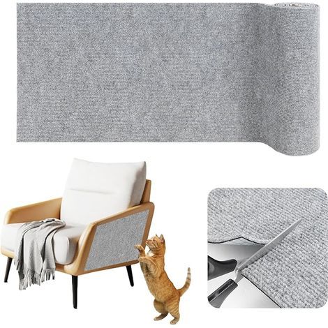 Tapis griffoir pour Chat adhesif Protection canapé Chat Anti Griffe protéger Les Meubles et Les Murs (Gris Clair, 40cm×2m) (1/5)