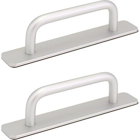2 Pièces Poignée de Porte de Grange Coulissante, Traction de Poignée de Porte Coulissante avec Plaque Acier Inox pour Portes de Grange Armoire Placard - 160MM (1/4)