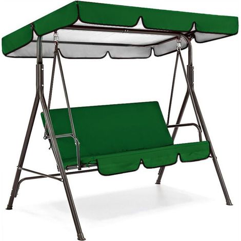 Baldaquin extérieur pour hamac et siège de jardin – Housse imperméable et anti-UV en polyester 210D argenté – Kit complet (hamac 195 x 125 x 15 cm + siège 150 x 50 x 10 cm) – Vert-lsw