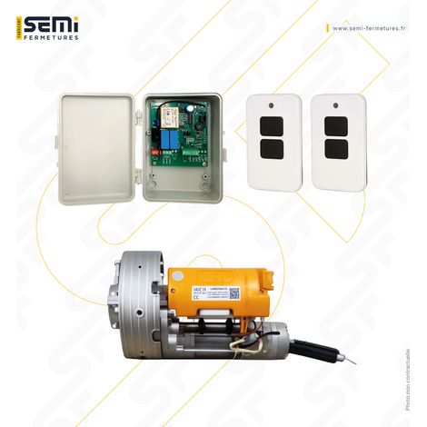 Kit motorisation ACM 60 pour rideau métallique – Moteur central 170 Nm, Centrale de commande et 2 Télécommandes TX2 (1/4)