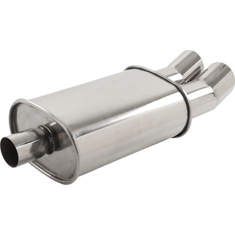 Silencieux échappement double sortie 57mm, inox acier brossé argent, style DTM, universel pour voiture, pièce de rechange auto (1/5)