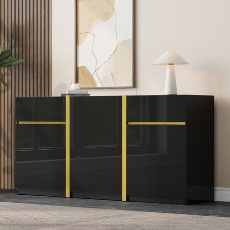Sideboard Hochglanz mit 3 Türen 2 Schubladen 160 cm OKMYHOME (1/5)