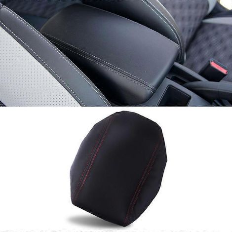 Pour Nissan Qashqai 2008-2017 : Revêtement d'accoudoir de console centrale en similicuir avec éponge, finition noire et rouge. (1/5)