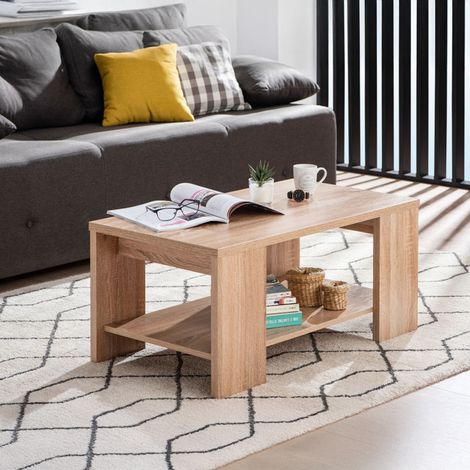 Mesa de Centro Piraino, un Compartimento, Forma Rectangular, Tono de Roble, 90.5x50.5x41.5h cm Marrón Roble (1/5)