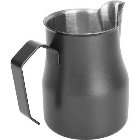 Milchaufschäumer, Kaffeekanne, Kaffeebecher aus Edelstahl 304, Milchaufschäumer, Olecranon-Typ, schwarz, 350 ml (1/5)