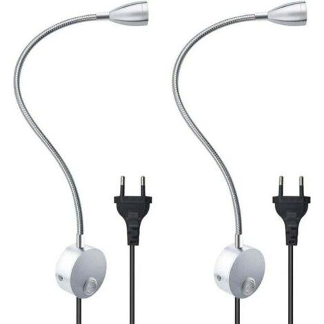 Lampe De Lecture Murale Flexible 3 W Avec Prise Européenne Et Interrupteur, Appliques Murales Pour Lire, Livres, Tête De Lit, Chambre À Coucher (2 Unités, Lumière Chaude),