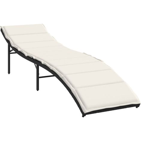 Maison Exclusive - Lettino Prendisole con Cuscino Nero 55x199x50 cm in Polyrattan