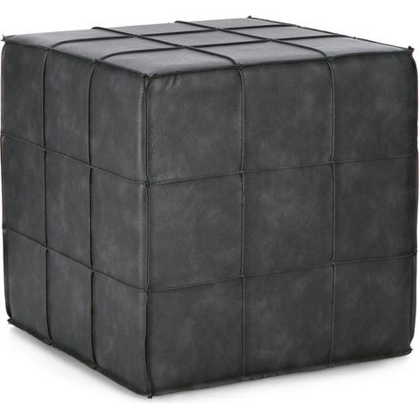Pouf "Larisa" struttura in MDF rivestimento in semilpelle per interno -Grigio Scuro (1/4)