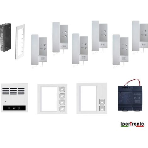 Kit citofono da incasso sei famiglie 2 fili professionale 6 tasti