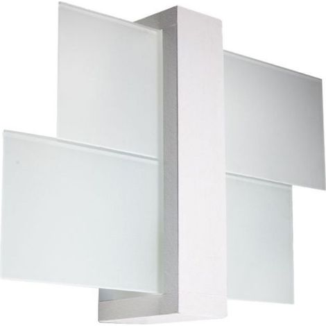 Applique Murale Bois 2 rectangles de Verre pour Ampoule E27 - Blanc - SILUMEN (1/5)