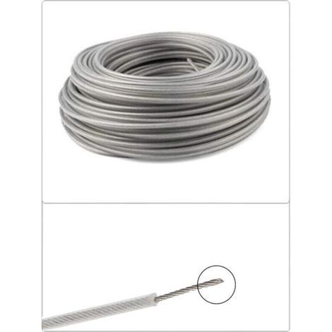 Fil de Tondeuse en Acier 3 mm x 45 mètres, Fil de Tondeuse, Bobine de fil d'acier robuste pour débroussailleuse de jardin, Fil de Rechange pour Tondeuse à Gazon (1/4)