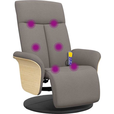 Fauteuil relax Fauteuil inclinable de massage avec repose-pieds taupe tissu (1/5)