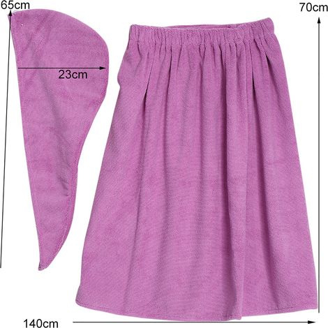 Ensemble de bain spa doux pour femme : peignoir et serviette avec bonnet de séchage rapide (violet)
