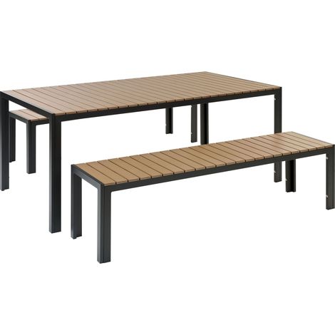 Garden Dining Set with Benches 6 Seater NARDO Brown/ Black