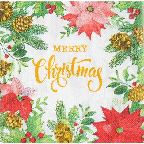 Serviettes de table Étoile de Noël, 60 serviettes « Joyeux Noël », décorations de fête de Noël, serviettes en papier jetables, Joyeux Noël, articles de fête pour un dîner de Noël ou de fêtes d'hiver (1/5)