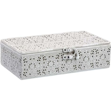 Caja de metal blanca 20.5x12.5x6h cm