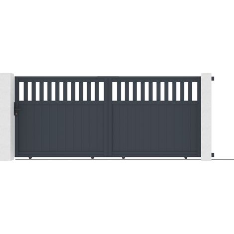 Portail coulissant 4m SANTIS H.160cm aluminium gris (1/4)