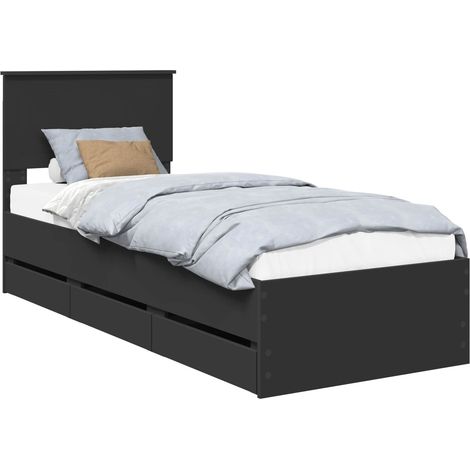 Maison Exclusive - Bettrahmen mit Schubladen Schwarz 75 x 190 cm
