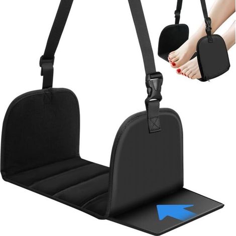 Flintronic Repose-Pieds d'avion, Hamac de Repose-Pieds Suspendu Réglable, Repose-Jambes d'avion Portable, avec plaques de support, pour Bureau, Dortoir, Avion, etc, Relaxer Vos Pieds et Jambes (1/5)