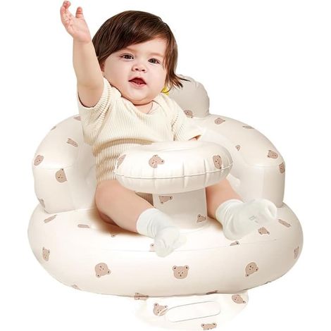 Fauteuil gonflable pour bébé - Chaise pour tout-petit - Jeu en toute sécurité - Pompe intégrée - 50 x 50 x 37 cm - Ours brun (1/5)