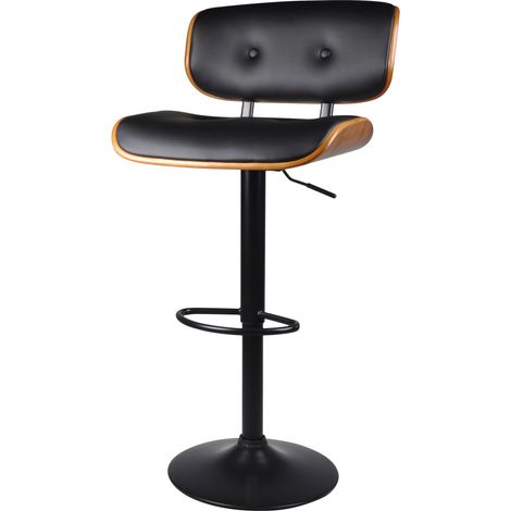 Chaise de bar réglable 65/86 cm en cuir synthétique noir - Melchior (1/5)