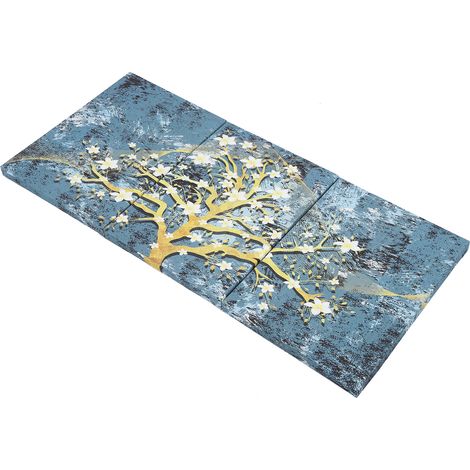 Lot de 3 Tableaux Décoratifs Fleurs Toile Artistique Peinture Murale Panneau Bois Tenture avec Clous pour Salon Maison (1/5)