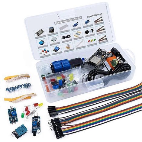 Kit ESP32 ESP-32S Wi-Fi IoT : carte de développement pour projets d'apprentissage, kit de base avec tutoriel, kit à monter soi-même