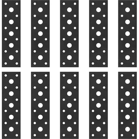 Connecteurs plats, 10 pièces de support de plaque perforée, 145 x 40 mm renfort bois, support tôle perforée en acier, fers plats noirs, plaque de connexion, équerre métallique pour meubles (1/5)