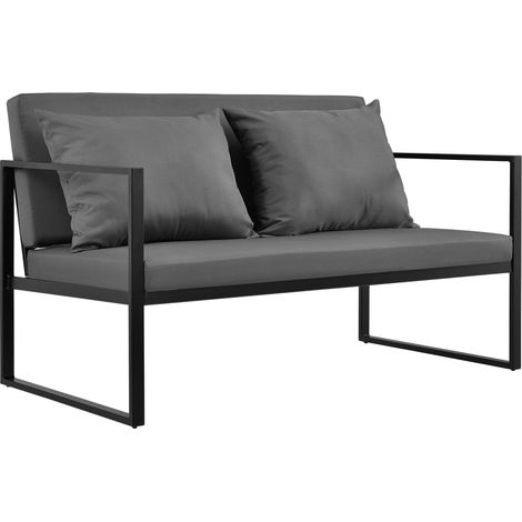 Divano da Esterno Lerum con Cuscini Sofà per 2 Persone - Nero / Grigio casa.pro (1/3)