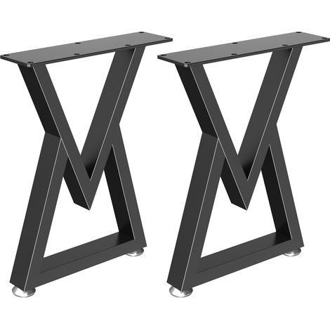 Lot de 2 Pieds de Table Métal, Jambes de Meubles Industriel, Base de Bureau DIY en Fer pour Banc, Canapé, Plan de Travail, Noir, 41.5 x 30 x 7 cm
