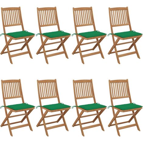 Lot de 8 Chaises de jardin pliables Fauteuils de Jardin avec coussins avec coussins Bois d'acacia 52544 (1/5)