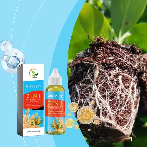 Solution nutritive pour plantes 2 en 1 à base de vitamines et d'enzymes - 100 ml (Complément pour les racines des fleurs et plantes vertes du jardin) (1/5)