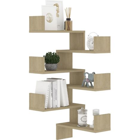 Étagères murales d'angle 2 pcs Chêne sonoma 40x40x50 (1/5)