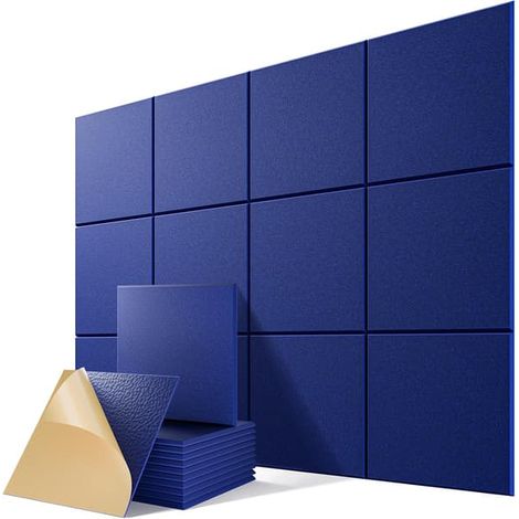 Lot de 12 panneaux d'insonorisation auto-adhésifs, panneaux en mousse d'insonorisation haute densité pour la maison et le bureau. (1/5)