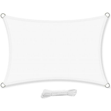 Rechteckiges Sonnensegel 3x4 Meter Wasserdicht Wasserabweisendes Sonnensegel UV-Schutz 4x3 m für Garten Terrasse, Weiß (1/4)