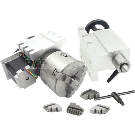 Mandrin rotatif CNC à 4 axes, diamètre 100 mm, hauteur du centre 65 mm, conception à 3 mâchoires, rapport de réduction 6:1, certifié CE (1/5)