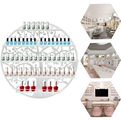 YISSALE-Nagellack-Wandregal - 5‑stufiger Präsentationsständer für Kosmetik, geeignet zur Aufbewahrung von Nagellack, Lipstick, Parfum und Foundation, ideal für Nagelstudio, Schminkraum und Zuhause, pl (1/5)